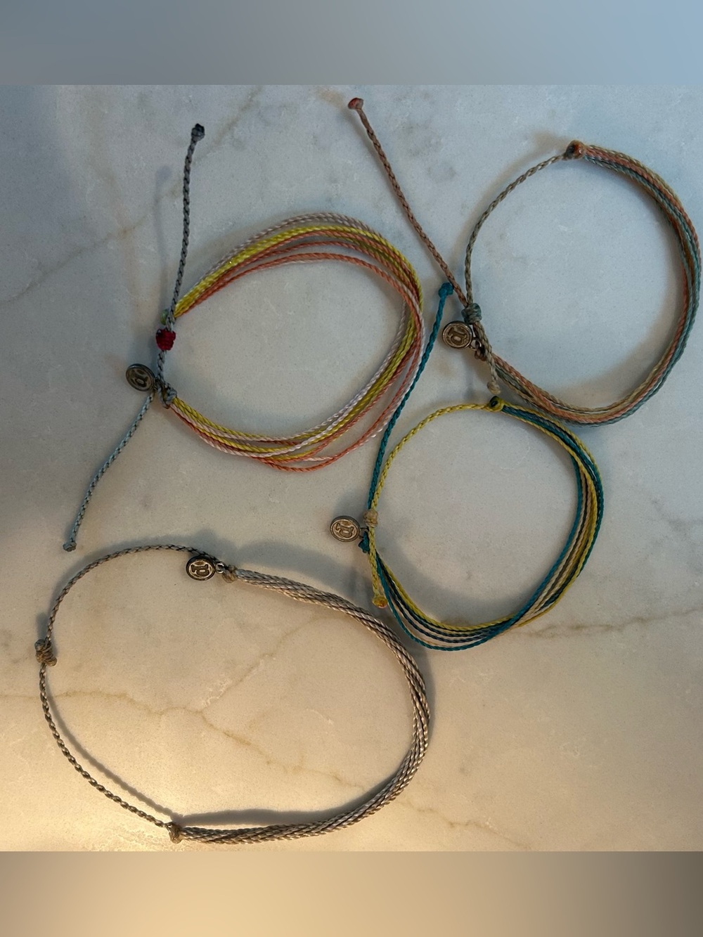 Pura Vida Pastel Yellow, Pink, Teal & Gray Multi-Strand Cord Bracelet Set